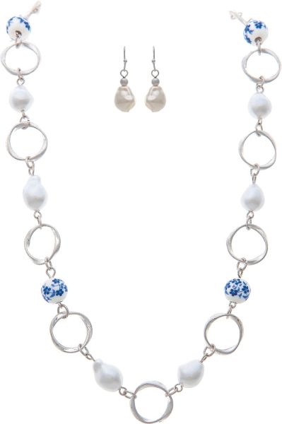 Silver Faux Pearl Blue China Jewelry Separates