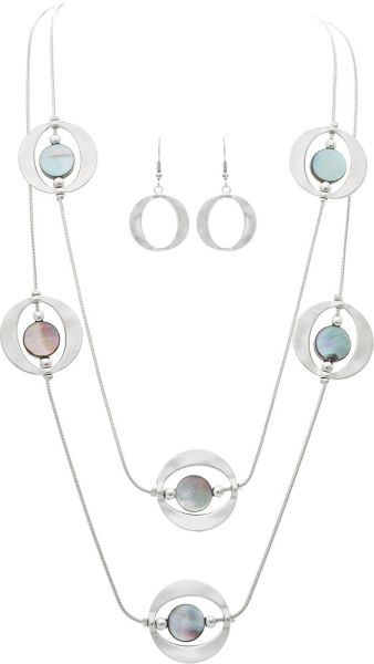 Silver Layered Shell Discs Necklace Separates