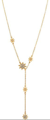 Gold Starburst Y-Drop Chain Necklace