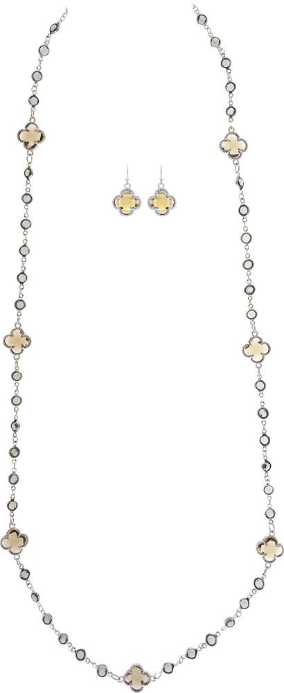 Gold & Grey Crystal Clover Jewelry Separates
