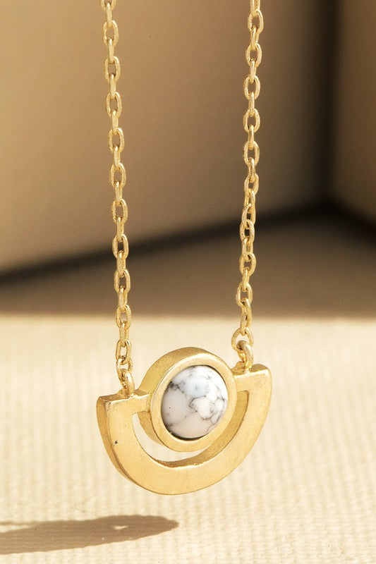 Brass Semi-Circle Howlite Necklace