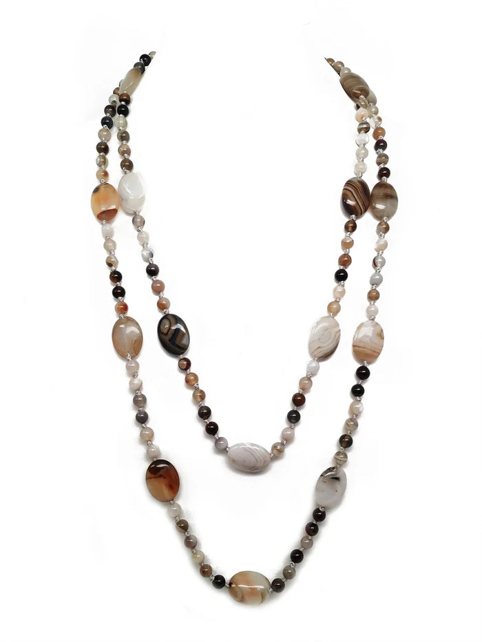 Beige Agate Beaded Necklace – Urban Chic Boutique