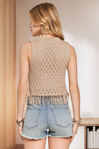Naomi Lurex Knit Fringe Trim Tank