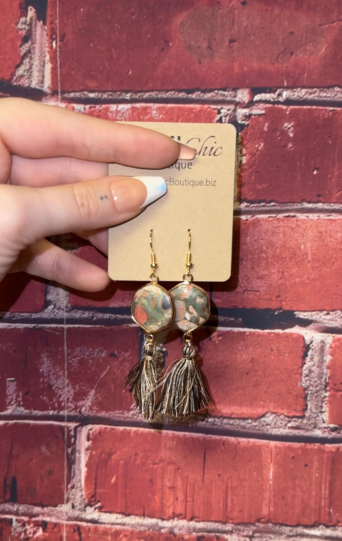 Natural Stone Fringe Earrings