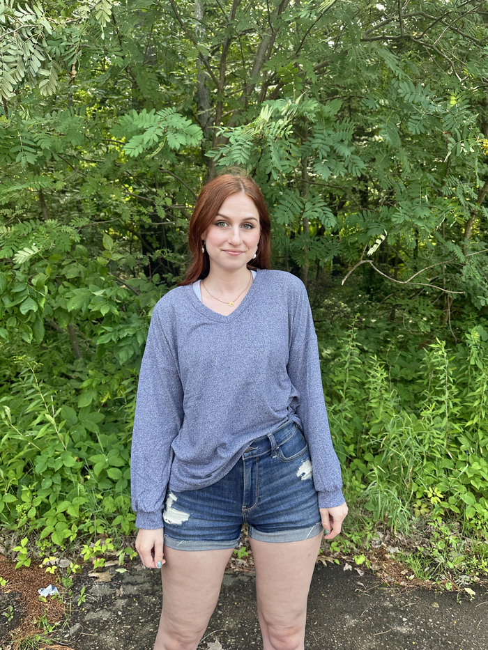 Nicki Soft Melange Lounge Separates  - Navy