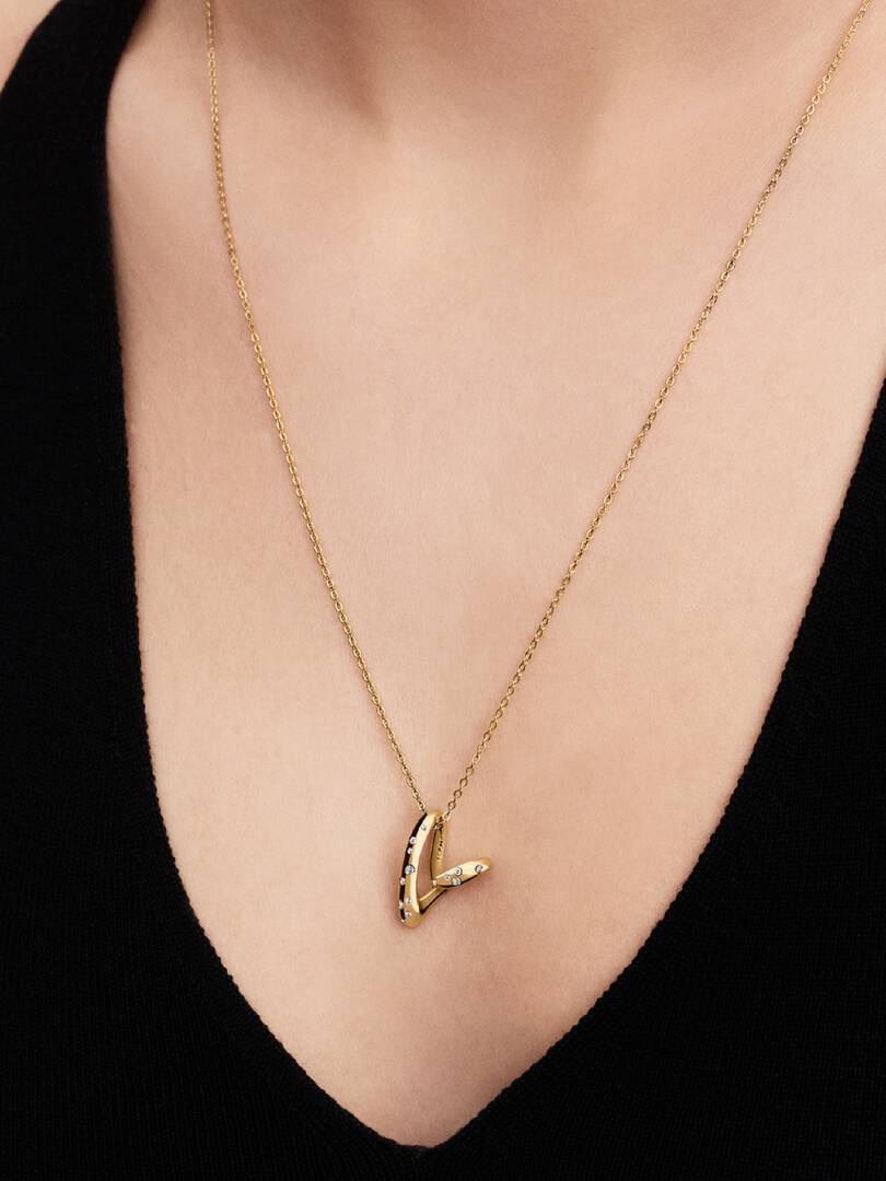 Organically Shaped Stone-Set Heart Pendant Necklace