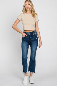 Petra153 Mid Rise Crop Bootcut Dark Wash Jeans