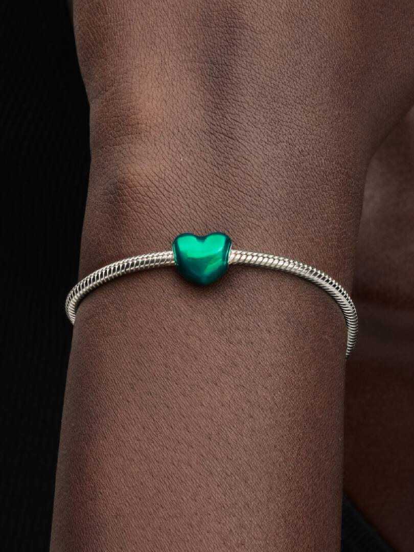 Metallic Green Heart Charm