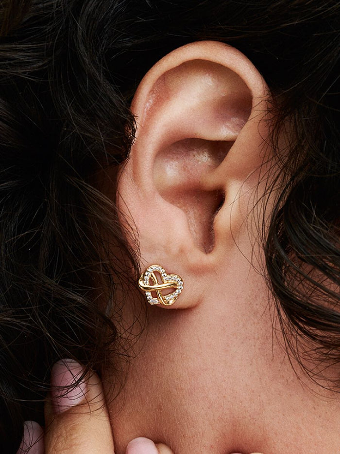 Sparkling Infinity Heart Stud Earrings