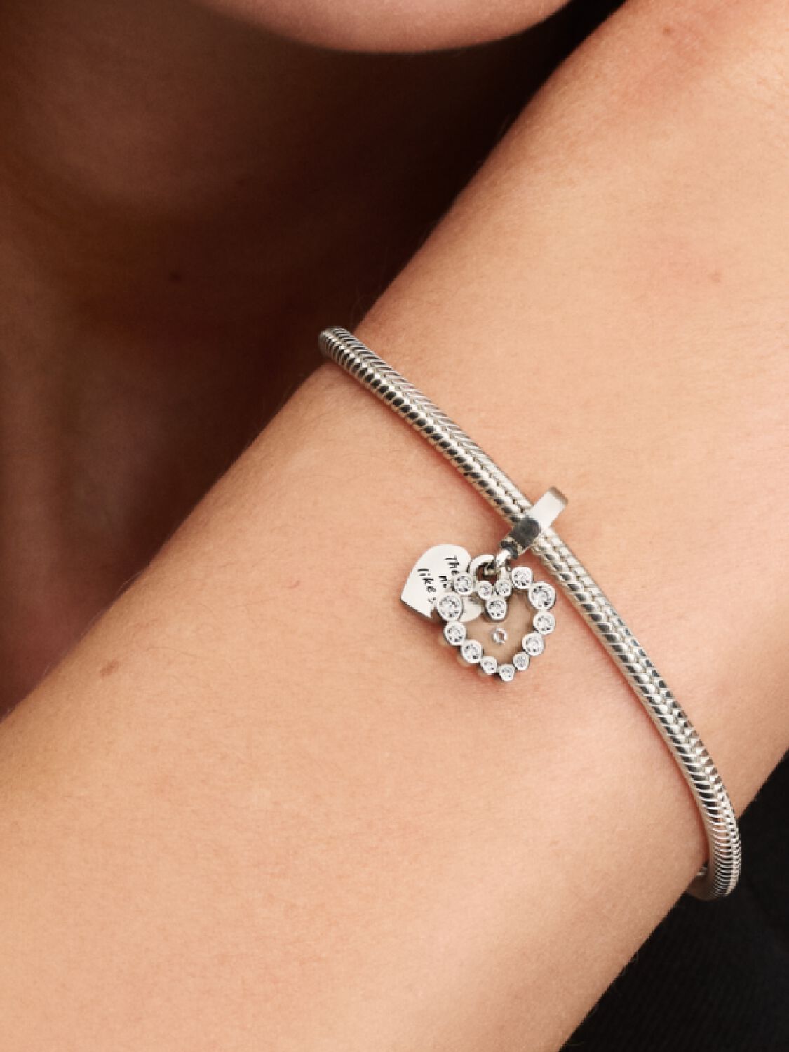 Sparkling Heart Double Dangle Charm