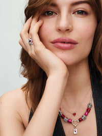 Sparkling Heart Halo Pendant Collier Necklace