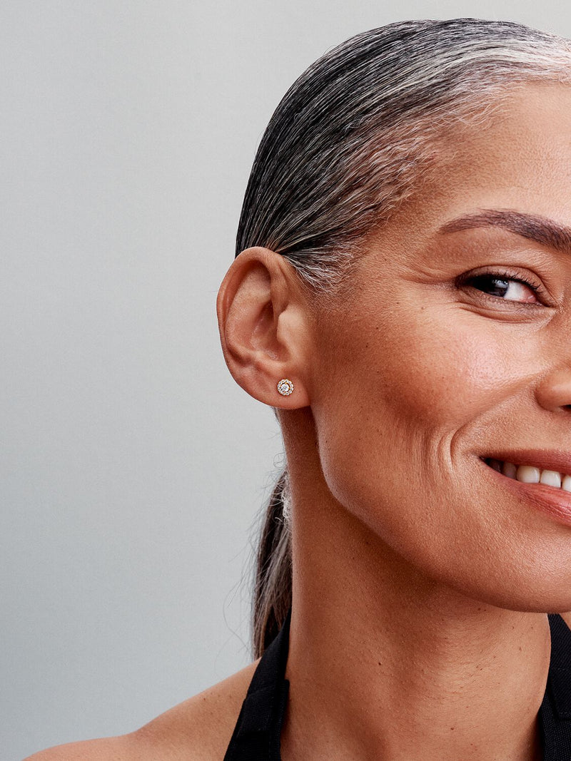 Round Pavé Halo Stud Earrings
