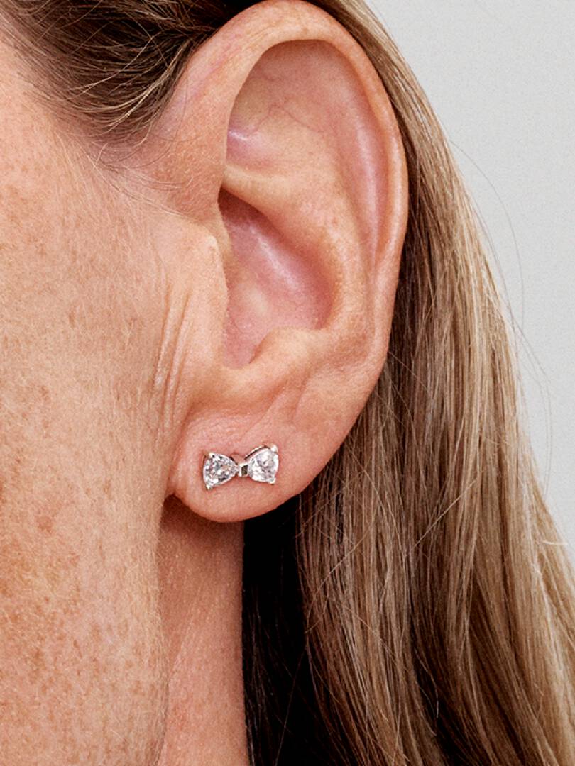 Sparkling Bow Stud Earrings