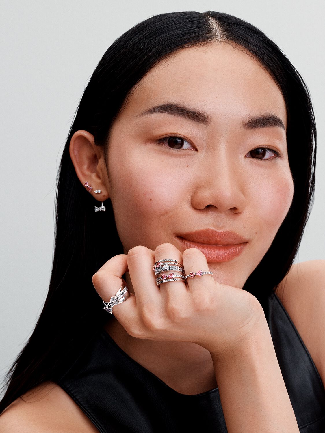 Sparkling Bow Double-row Ring