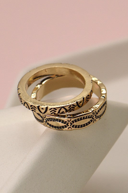 Antique Carved Duo Ring