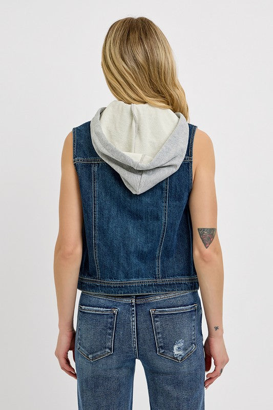 Renee Hooded Denim Vest