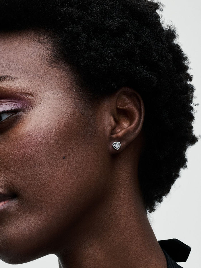 Elevated Silver Heart Stud Earrings