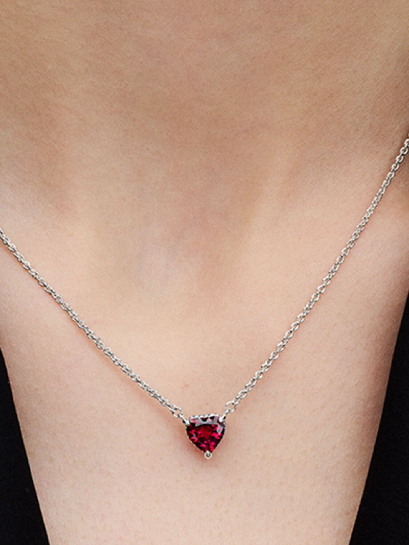 Sparkling Heart Halo Pendant Collier Necklace
