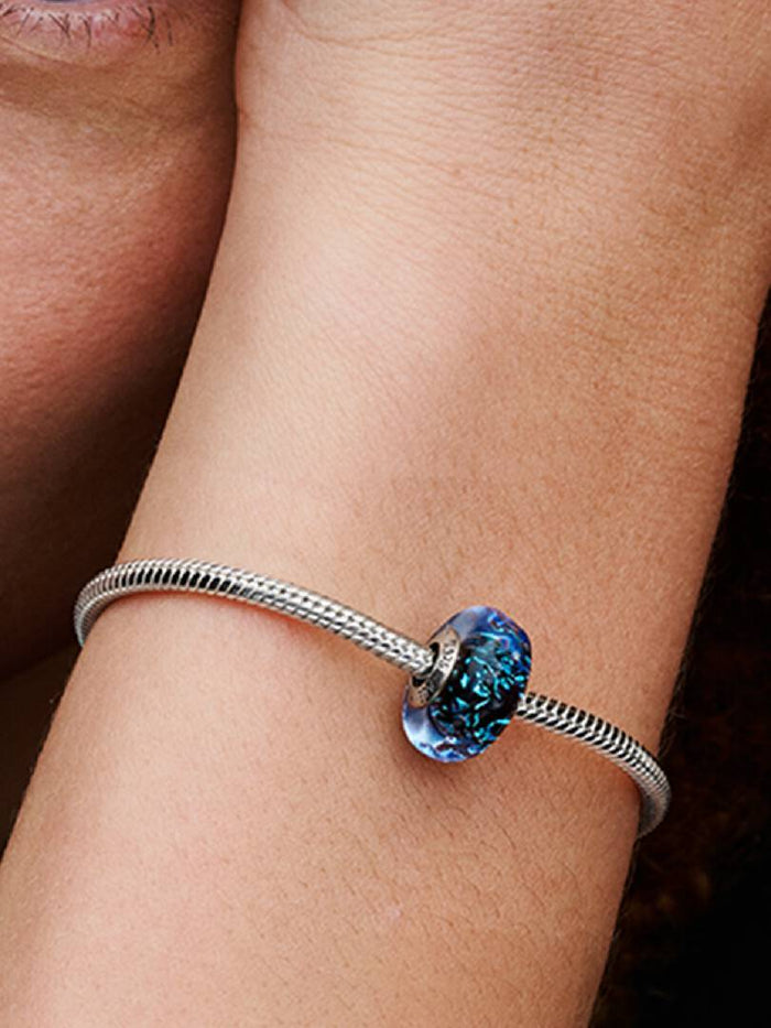 Blue Wavy Murano Glass Charm