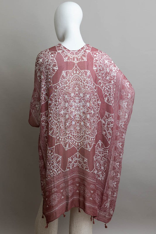 Samara Mandala Print Kimono - Rose