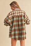 Saylor Oversized Plaid Shirt - Brown/Sage