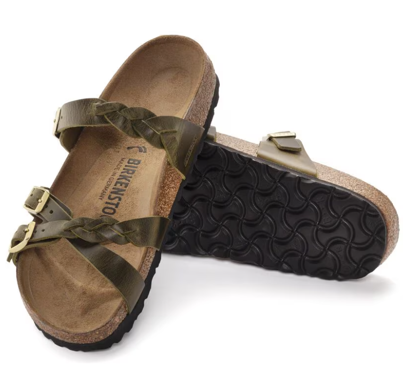 Birkenstock Franca Braided Leather Sandals - Olive (Regular/Wide)