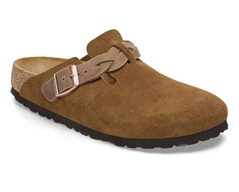 Birkenstock Boston Suede Braided Clogs - Mink (Medium/Narrow)