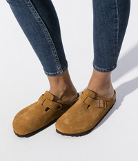 Birkenstock Boston Suede Soft Footbed Clogs - Mink (Medium/Narrow)
