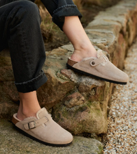 Birkenstock Boston Suede Shearling Clogs - Taupe (Medium/Narrow)