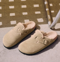 Birkenstock Boston Suede Shearling Clogs - Taupe (Medium/Narrow)
