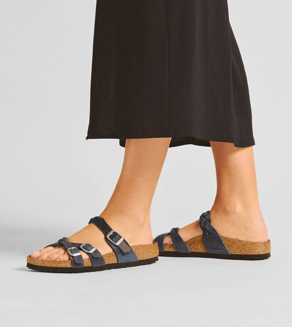 Birkenstock Franca Oiled Leather Sandals - Navy (Regular/Wide)