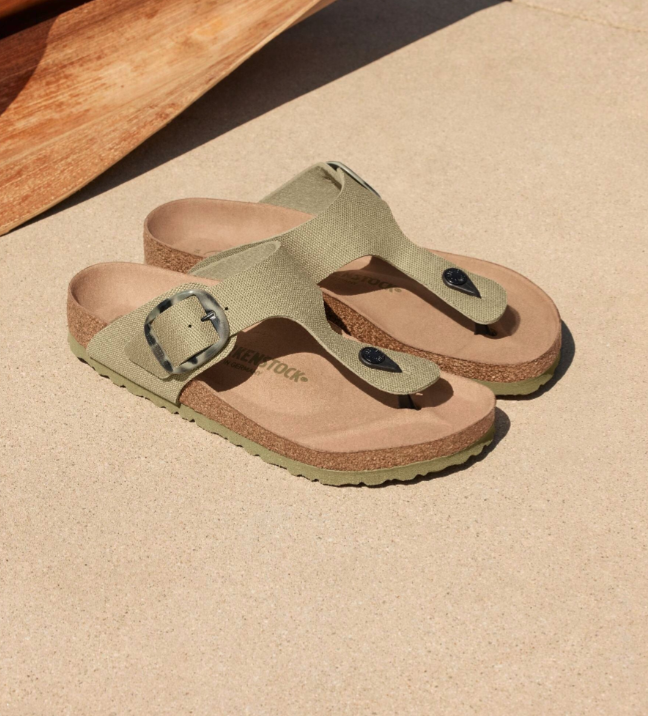 Birkenstock Gizeh Big Buckle Textile Sandals - Khaki (Regular/Wide)