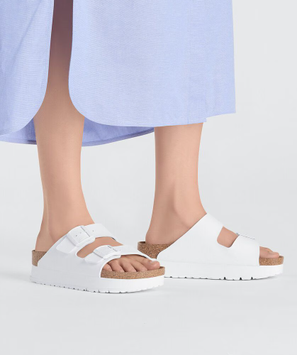 Birkenstock Gizeh Platform Vegan Birko-Flor Sandals - White (Regular/Wide)