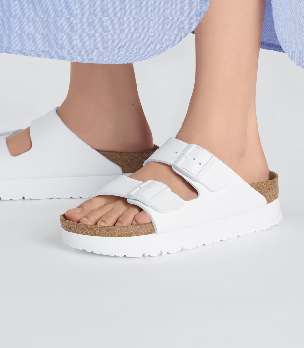 Birkenstock Gizeh Platform Vegan Birko-Flor Sandals - White (Regular/Wide)