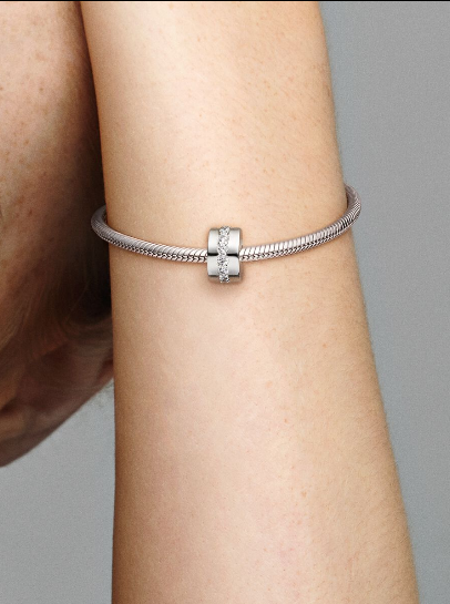 Pavé Clip Charm - Double Silver Row
