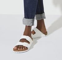 Birkenstock Arizona Soft Footbed Leather Sandals - White (Regular/Wide)