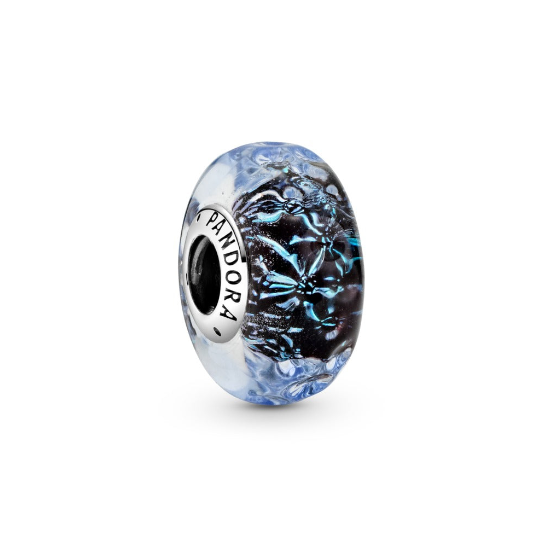 Blue Wavy Murano Glass Charm