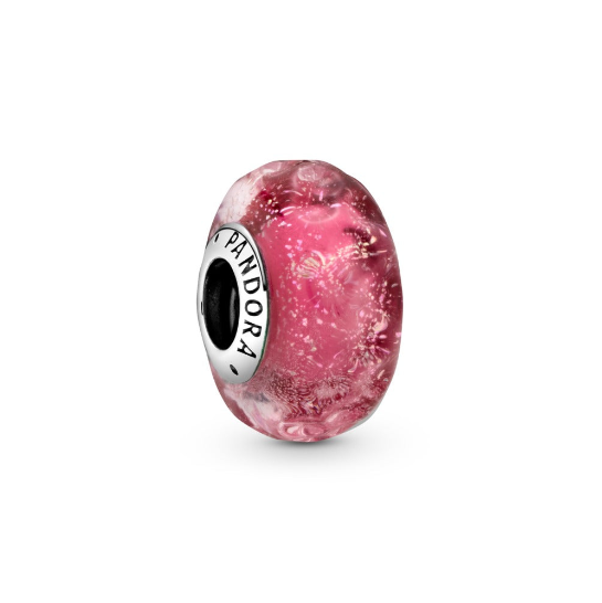 Pink Wavy Murano Glass Charm