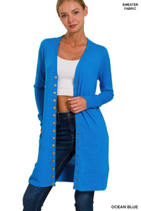 Snap Button Longline Cardigan