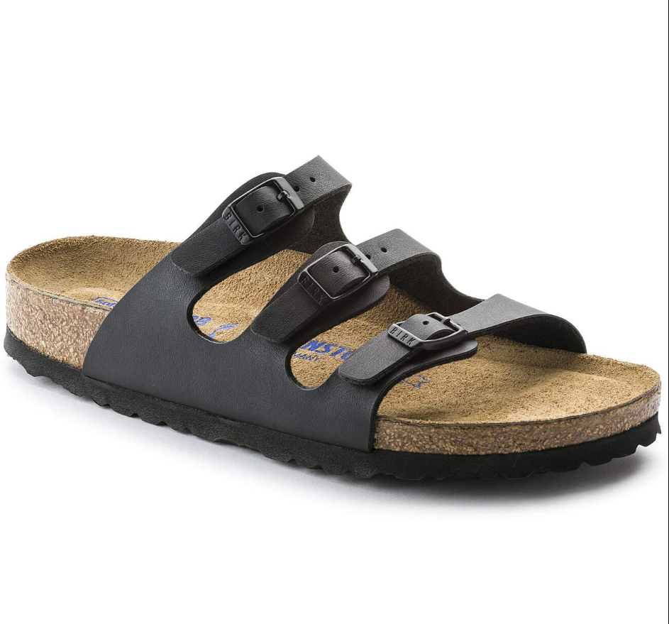 Birkenstock Florida Birko-Flor Soft Footbed Sandals - Black (Regular/Wide)