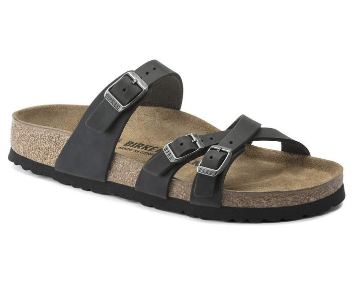 Birkenstock Franca Oiled Leather Sandals - Black (Regular/Wide)