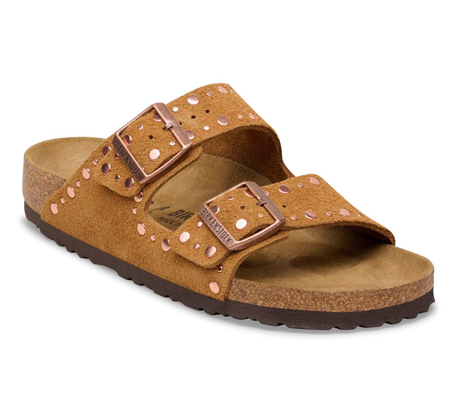 Birkenstock Arizona Rivet Suede Sandals - Mink (Medium/Narrow)