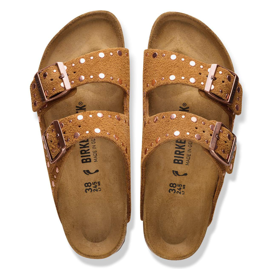Birkenstock Arizona Rivet Suede Sandals - Mink (Medium/Narrow)