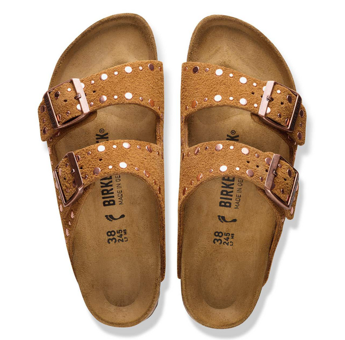 Birkenstock Arizona Rivet Suede Sandals - Mink (Medium/Narrow)