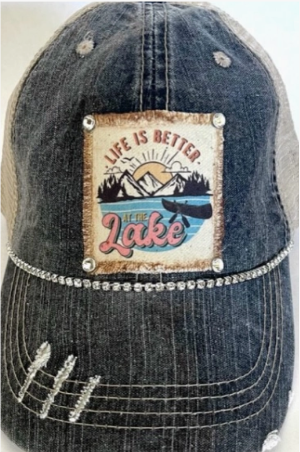 "Life is Better at the Lake" Distressed Trucker Cap