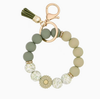 Floral Beaded Keychain Bracelet