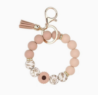 Floral Beaded Keychain Bracelet