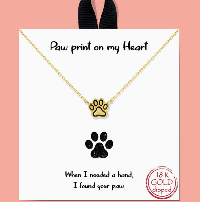 Gold-Dipped Paw Print Shape Pendant Necklace