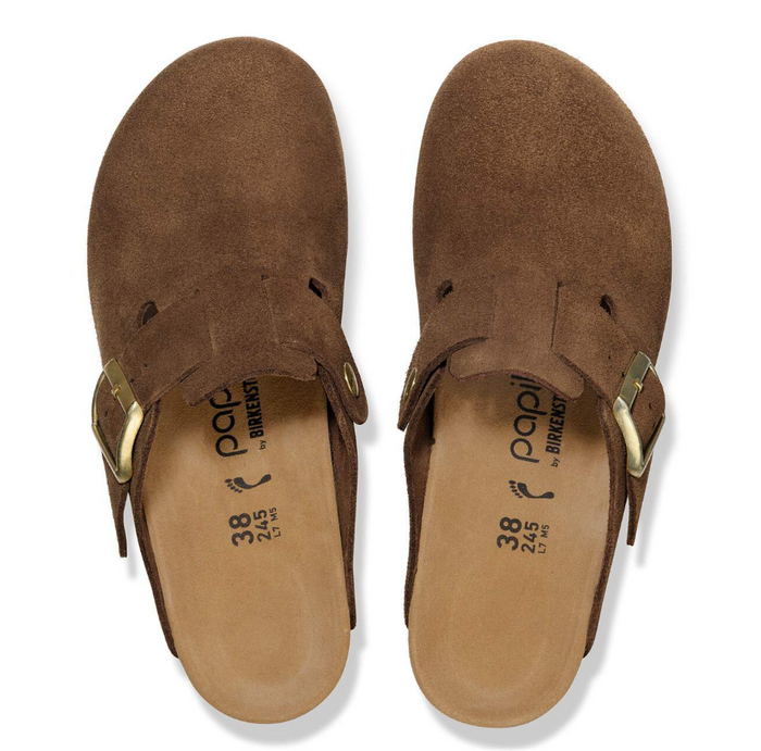 Birkenstock Fanny Suede Clogs - Dark Tea (Medium/Narrow)