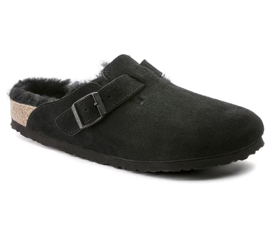 Birkenstock Boston Shearling Clogs - Black (Regular/Wide)
